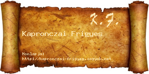 Kapronczai Frigyes névjegykártya